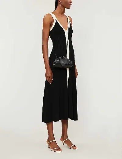 Sandro Naten Contrast-Trim Knitted Midi Dress