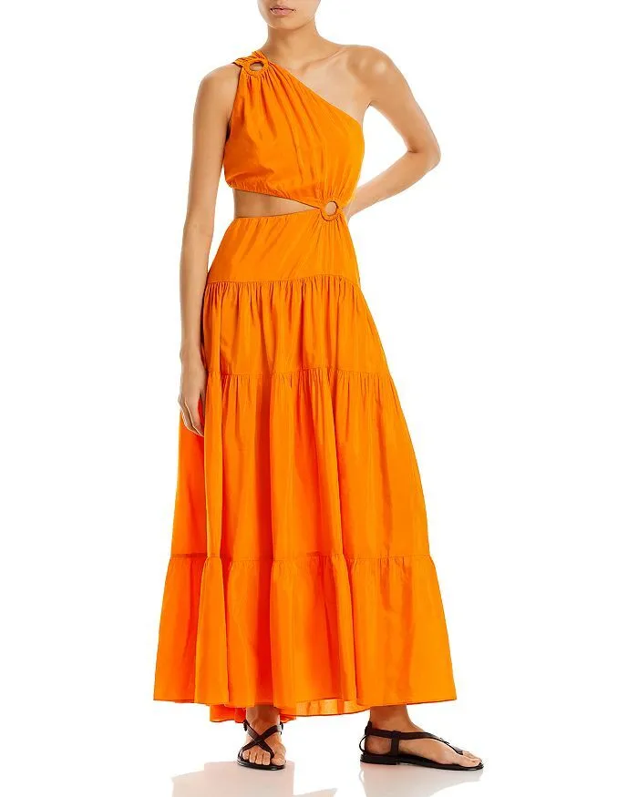 Farm Rio Orange Asymmetrical Maxi Dress
