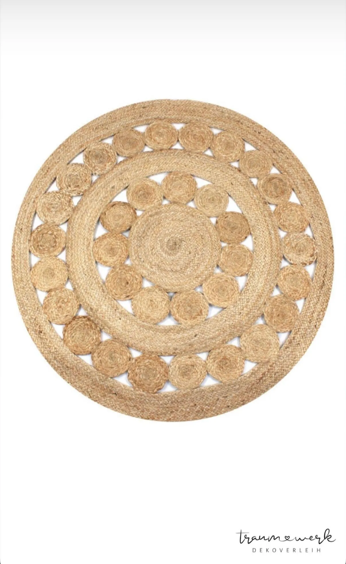 Jute Teppich Rund Blume 120cm.