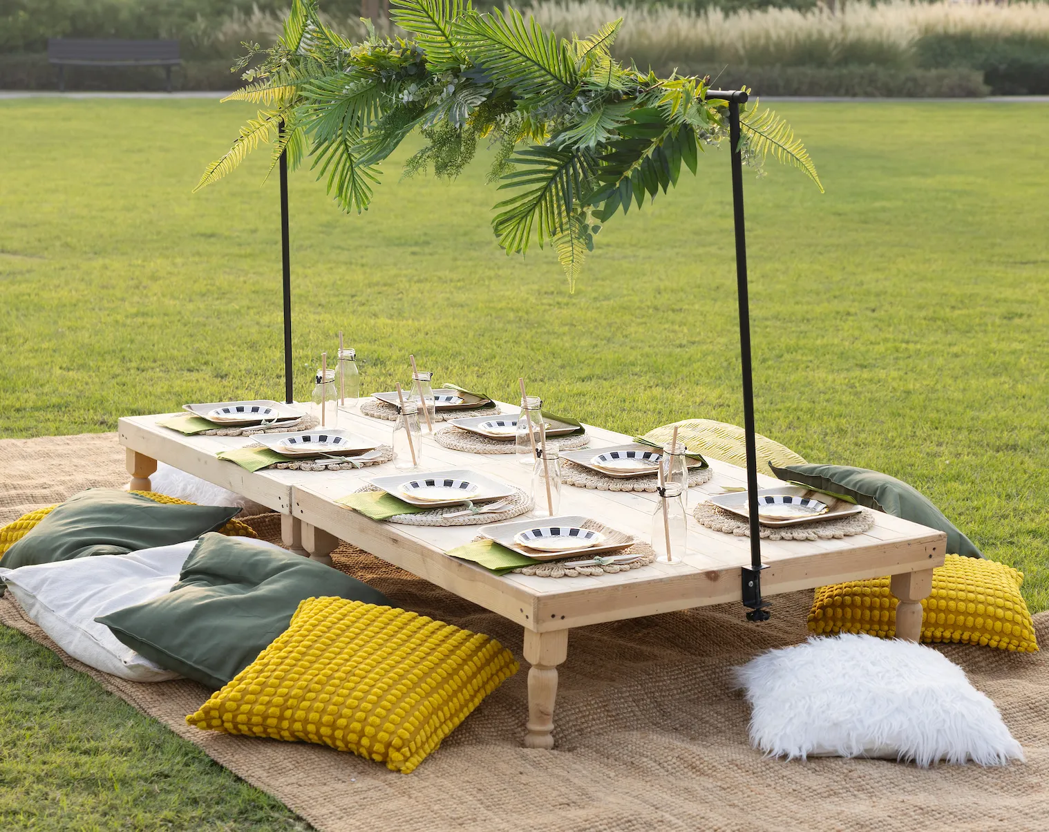 Low Picnic Tables Seats 12 kids Groovy Party Rentals