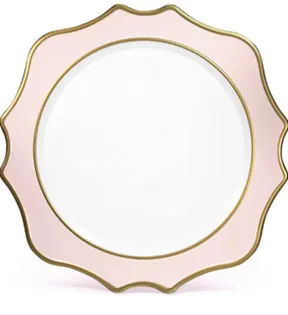 Pink Rim, Gold Trim Lotus Scalloped Charger