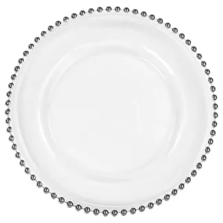 Beaded Glass Charger Silver