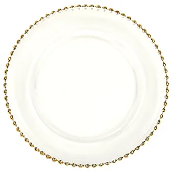 Beaded Glass Charger Gold