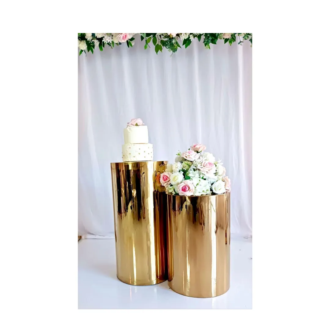 Gold Mirrored Pedestal Pair