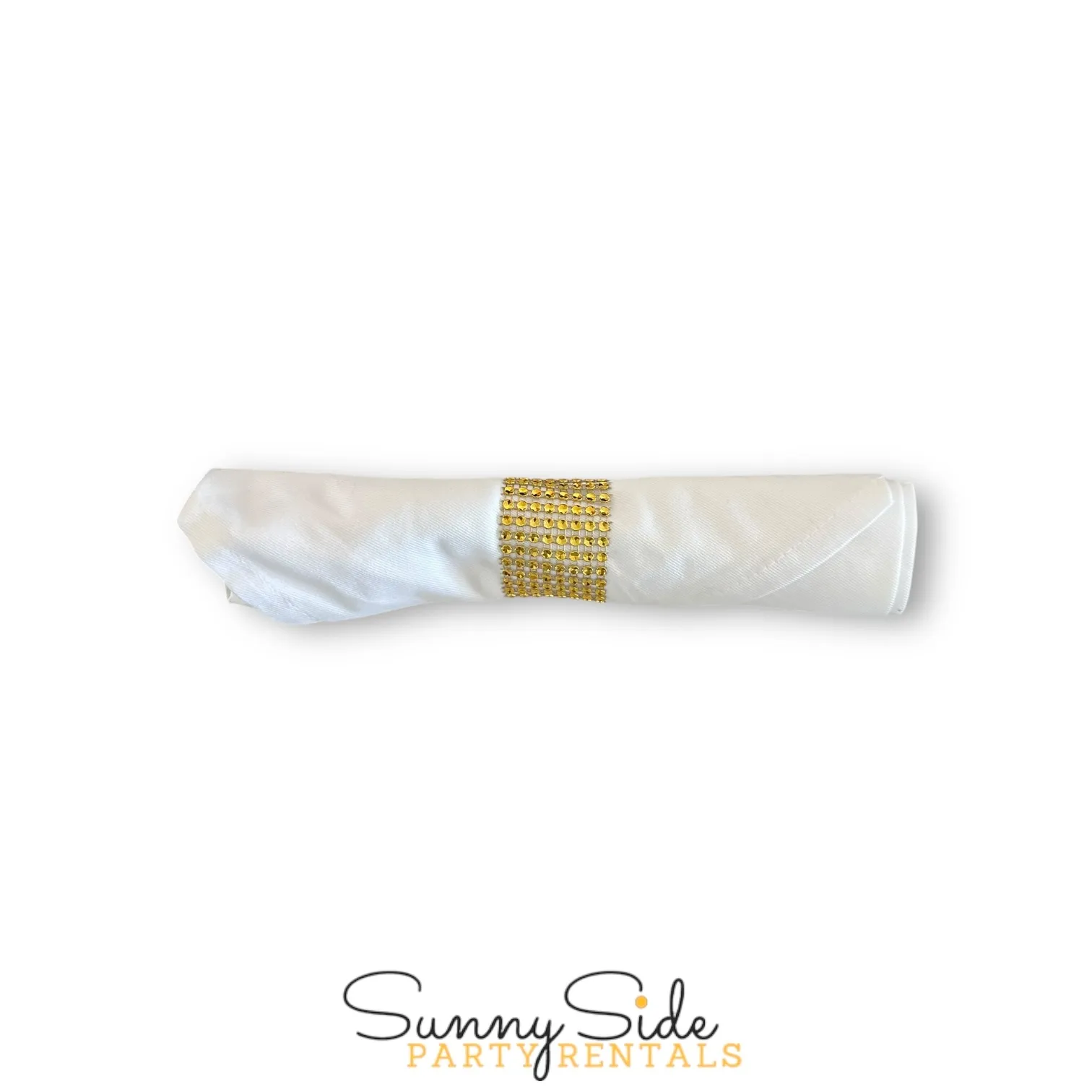 Cloth Napkin (White) + Gold Napkin Ring - SET OF 10