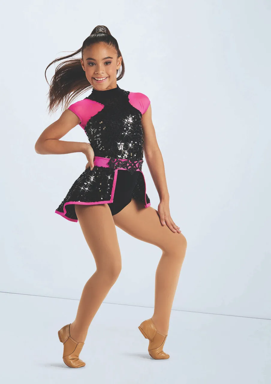 M122 - Black with Pink Shock Unitard 