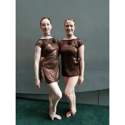 M96 - Rust Sequin Dress with built in gold unitard Adult Sizes
