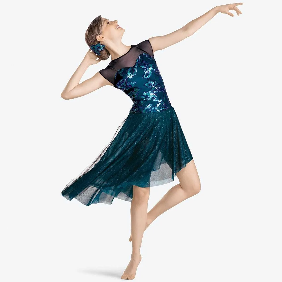 L68 - Dark Teal and Sequin Lyrical Dress Child Sizes
