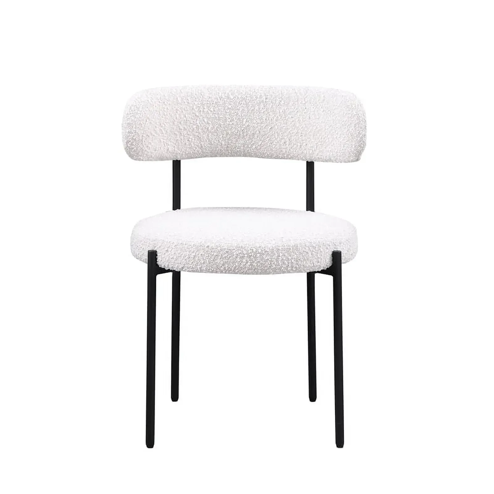 The Chloe: white boucle and black dinning chair