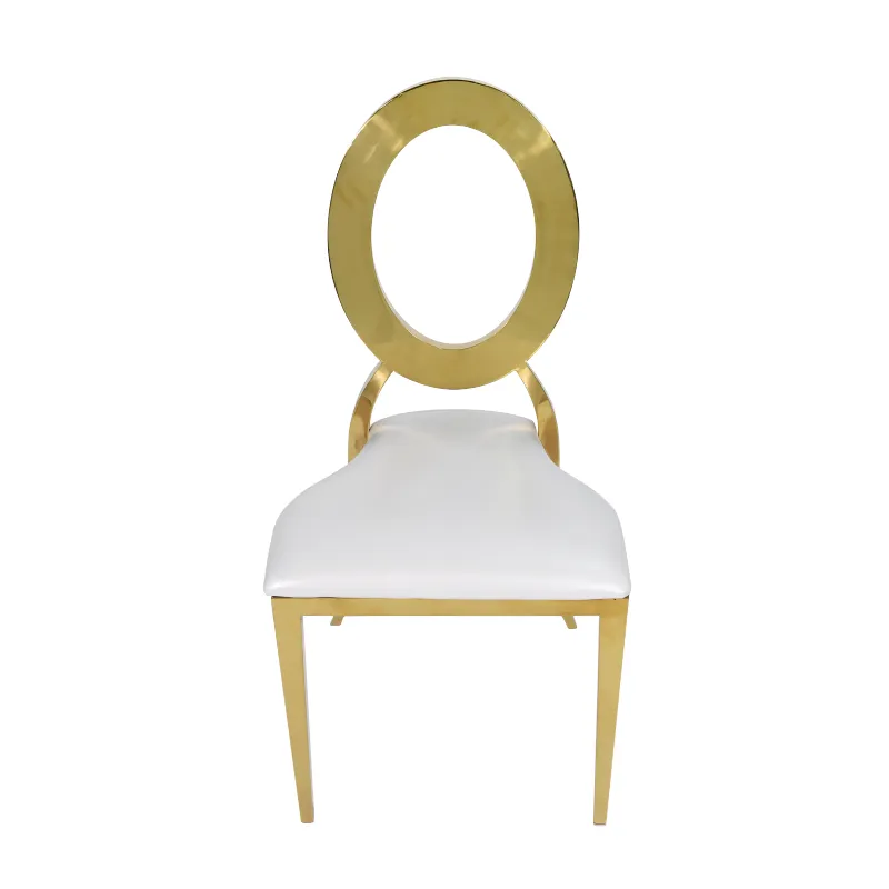 The Leny: Gold O back dinning chair White Cushion