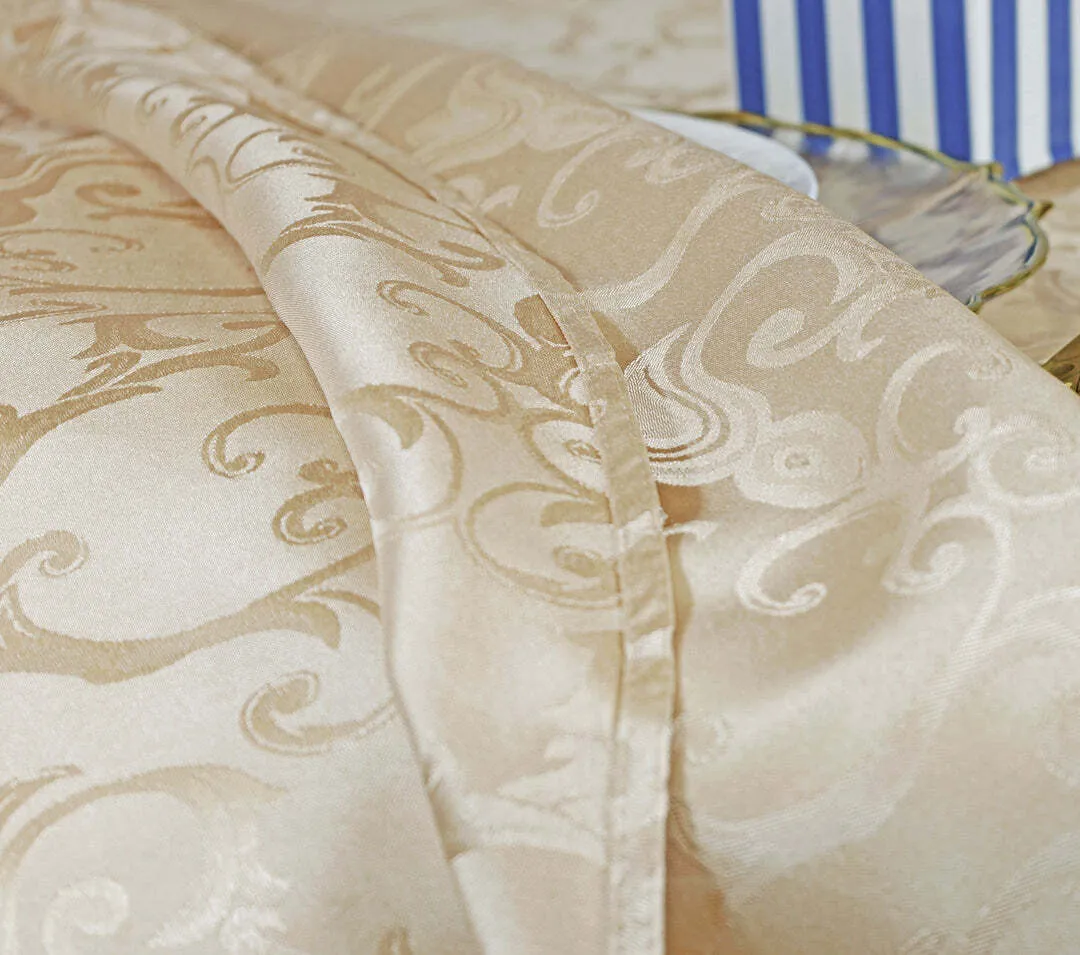 LINEN 90" ROUND GOLD PRINT