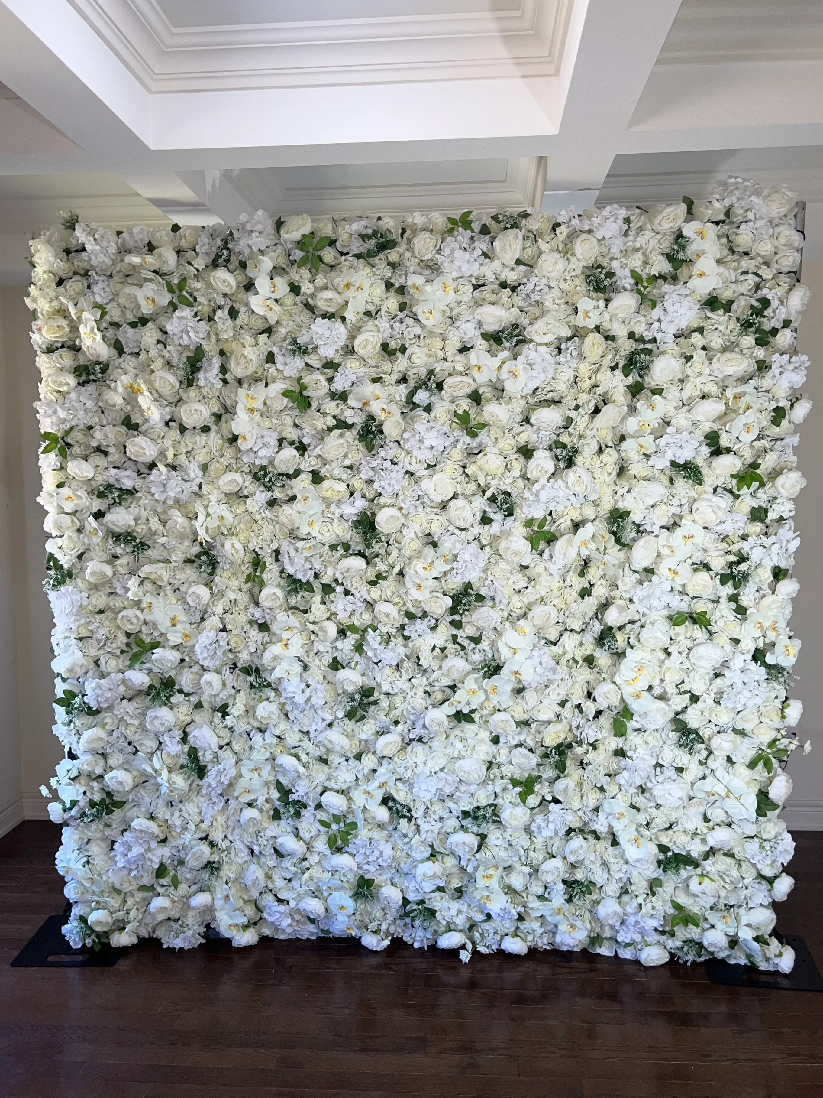 Cream, White and Green Rose- Flower wall (8x8ft)
