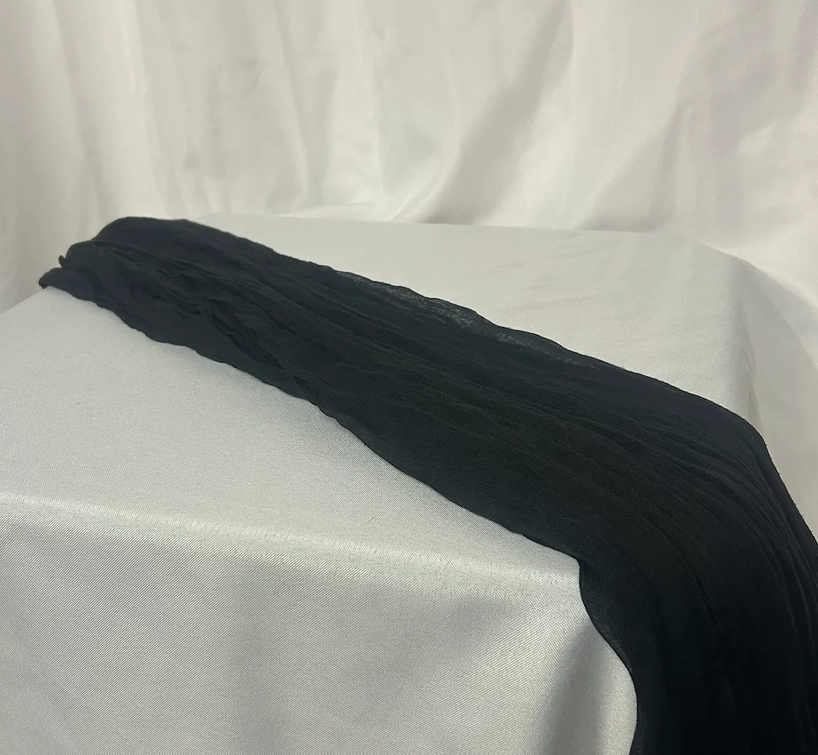 Black 13 ft Cheesecloth Table Runner