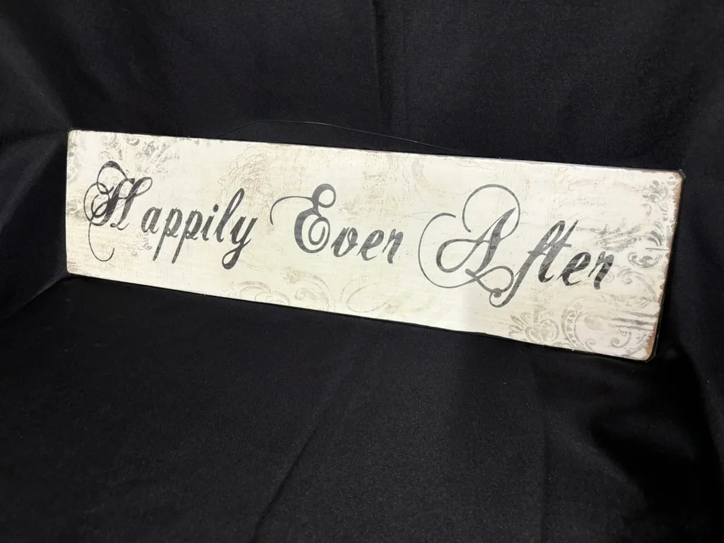 Rustic White "Happily Ever After" Sign