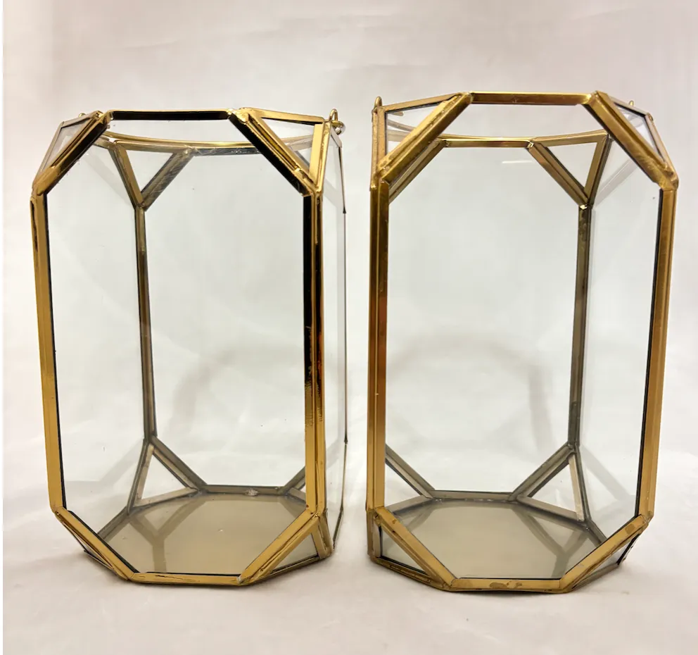Small Gold Geometric Lantern (Set of 2)