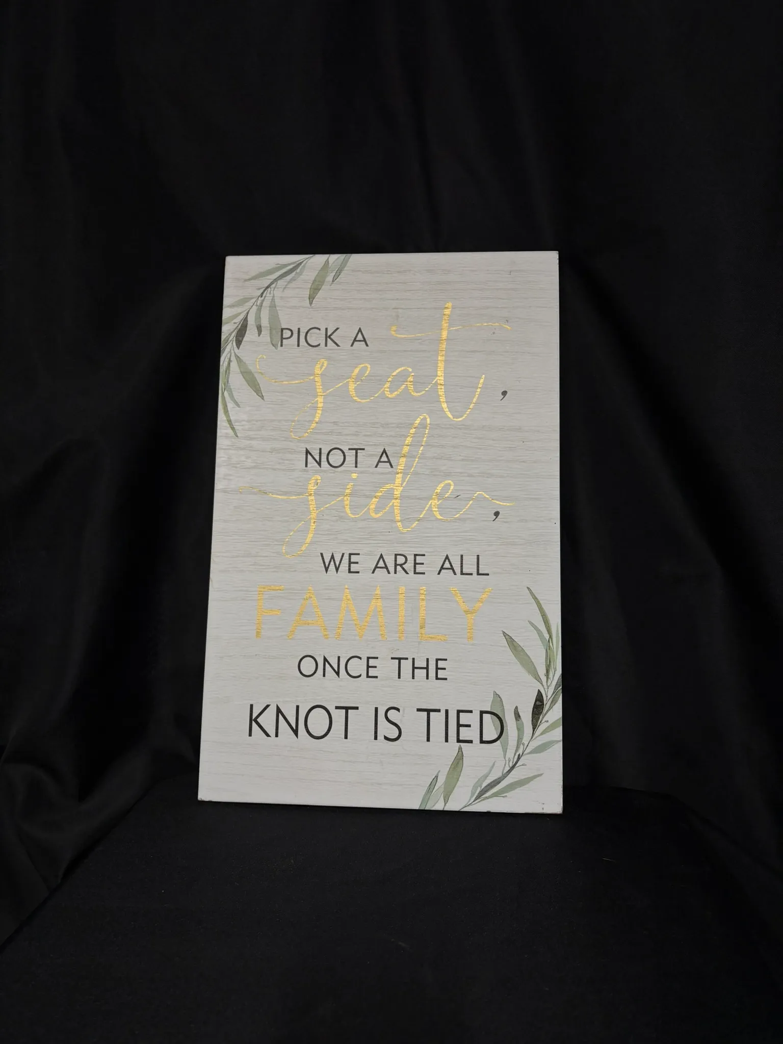 White/Gold Pick a Seat Sign