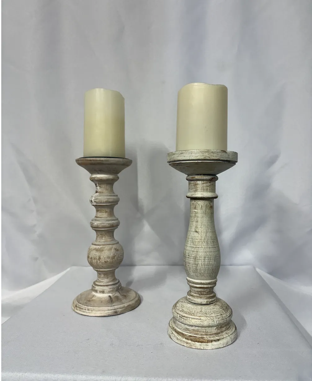 White Rustic Pillar (Set of 2)