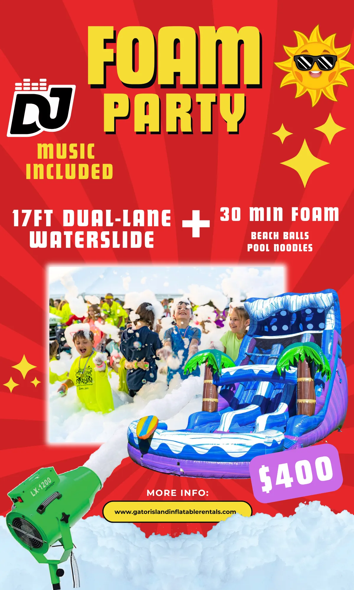 Dual-Lane Waterslide And (Foam Party 30 Min)