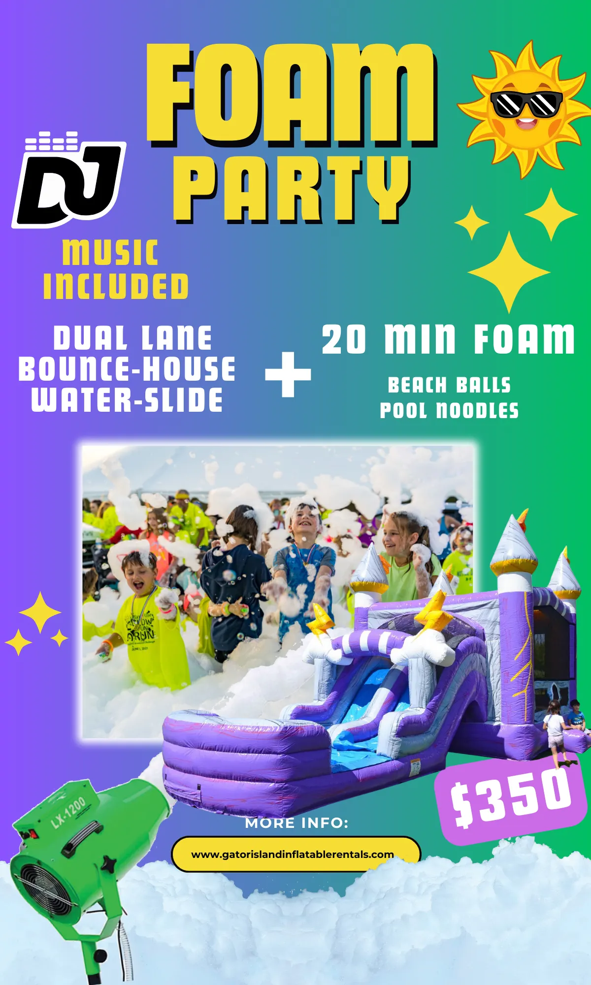 Bounce House Waterslide Dual Lane Thunder  (Foam Party)