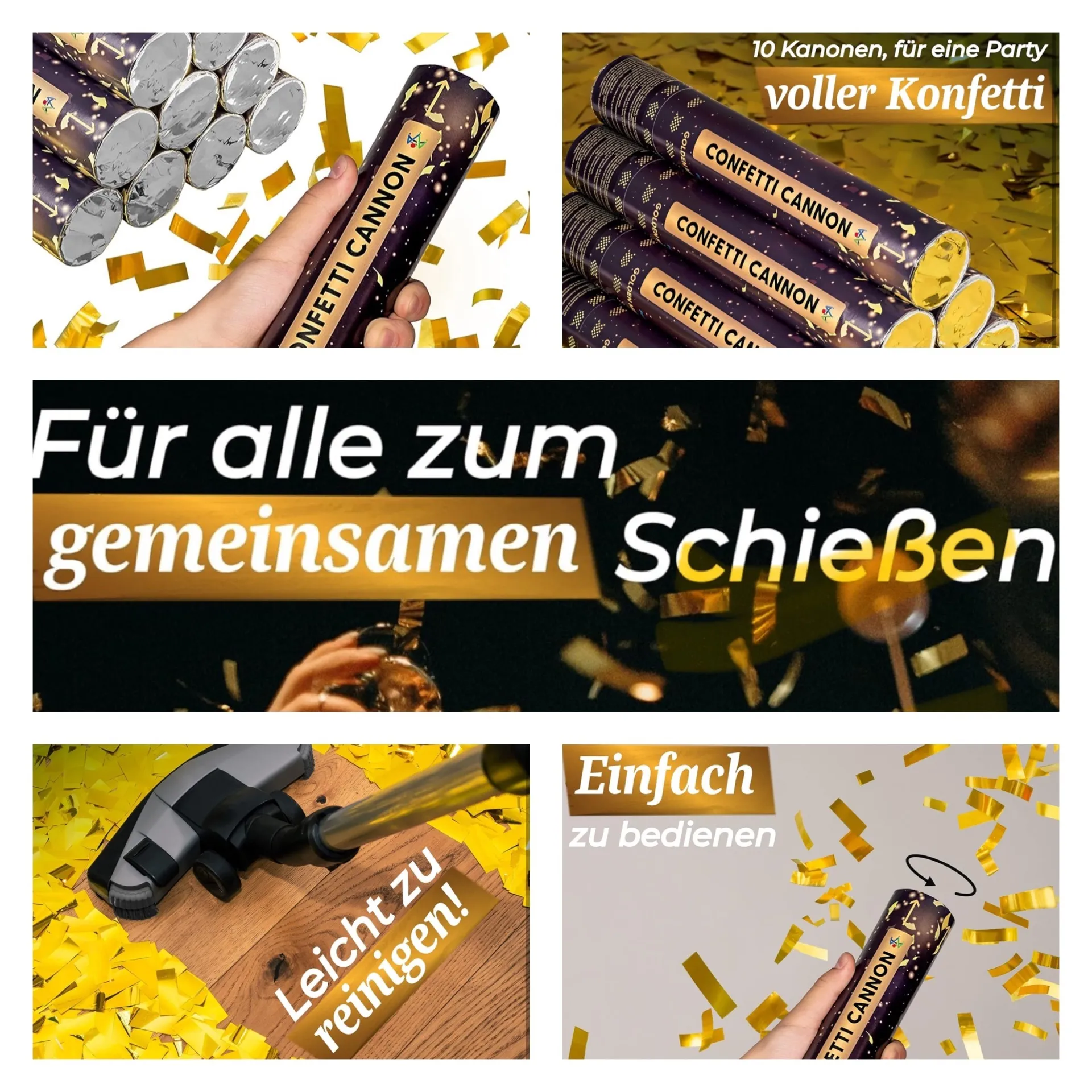 Konfettikanone gold