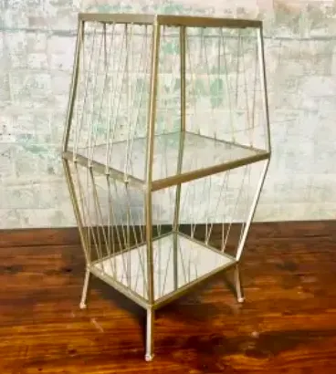 Gold and Mirror Small Shelf Table