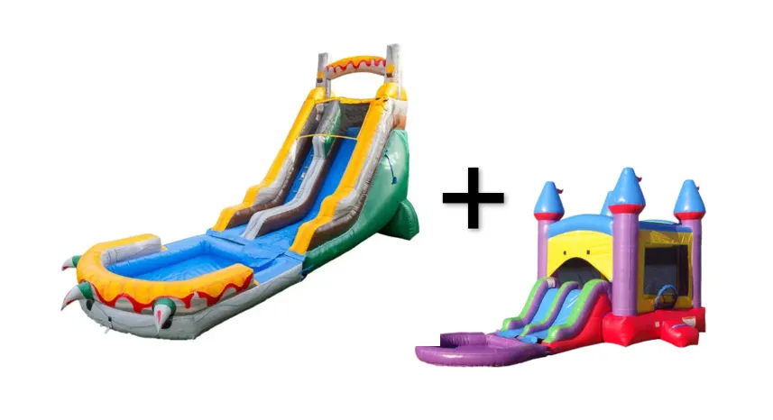 BUNDLE #4: T-Rex 18ft Slide + Jelly Bean Jumper w/ Slide