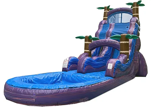 22' Purple Hurricane Double Lane Water Slide With Big Pool