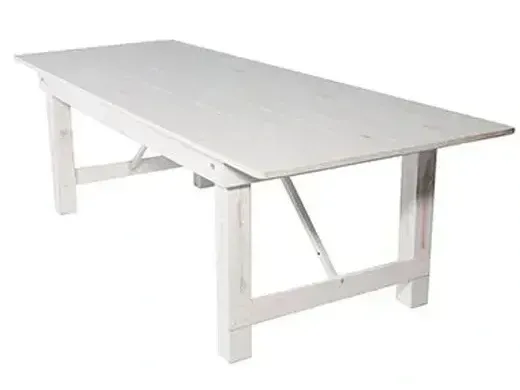 8ft White Distressed Farm Table