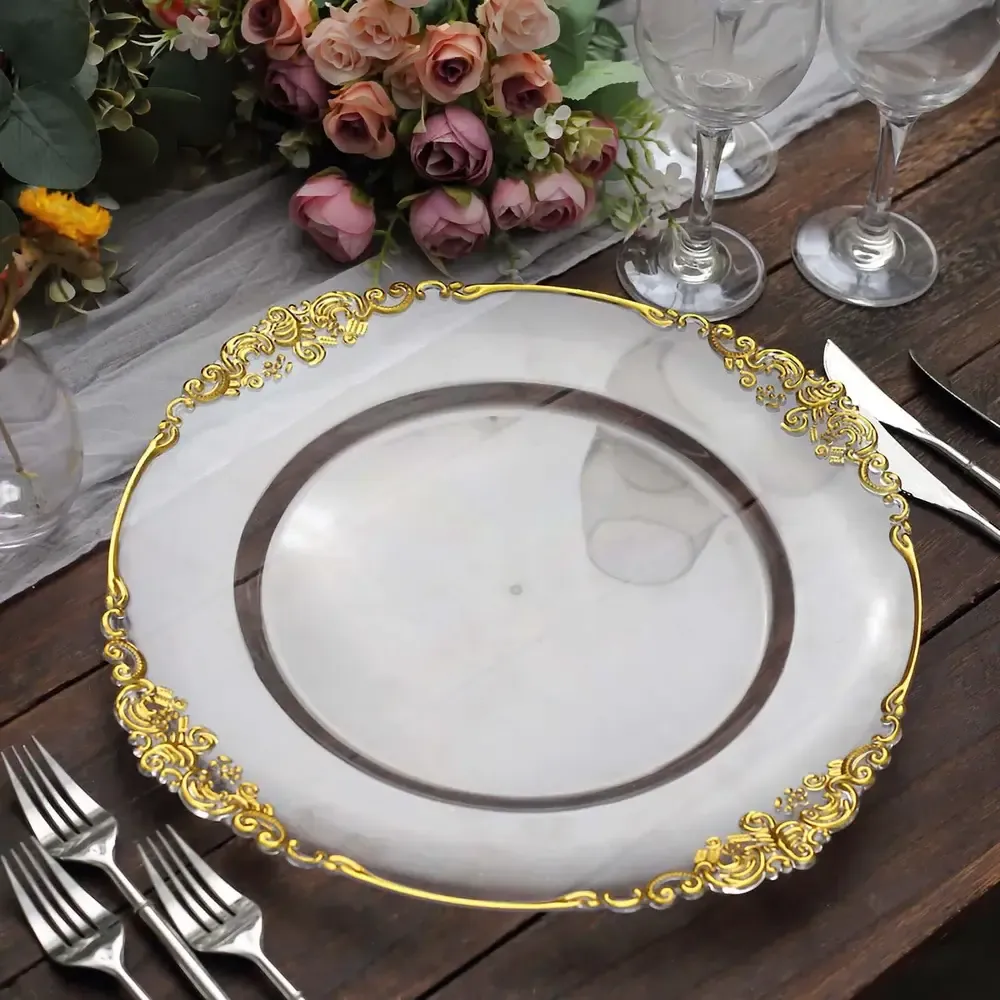 Antique Baroque Rim Charger Plate (10 Colors)