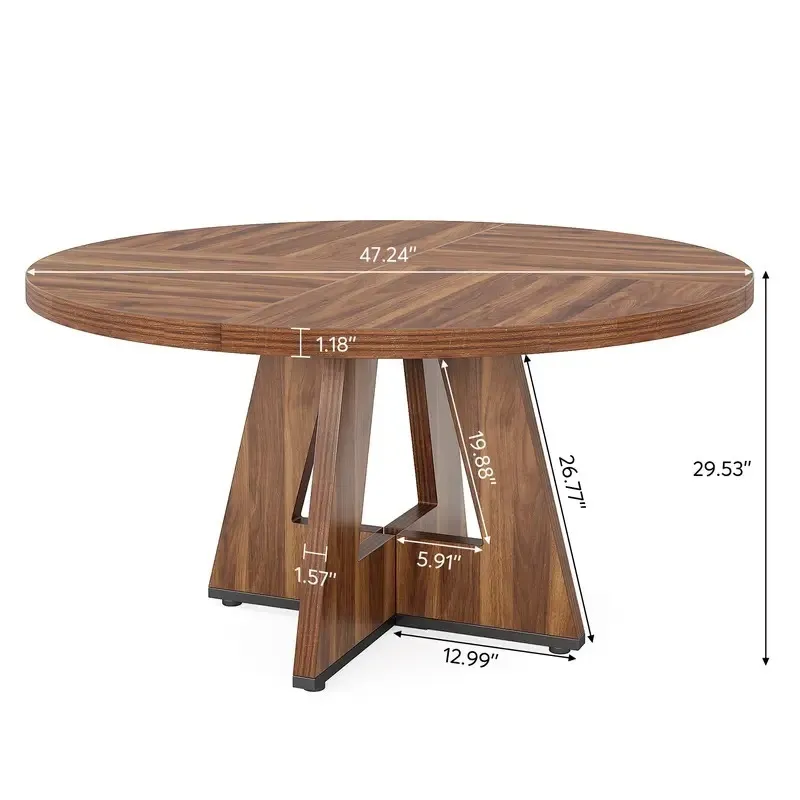 4ft Round Walnut Pedestal Farm Table