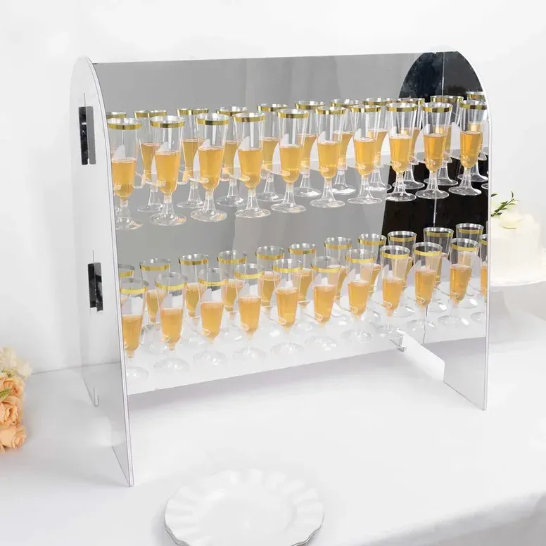 Silver Mirror Finish 2 Tier Stemware Rack