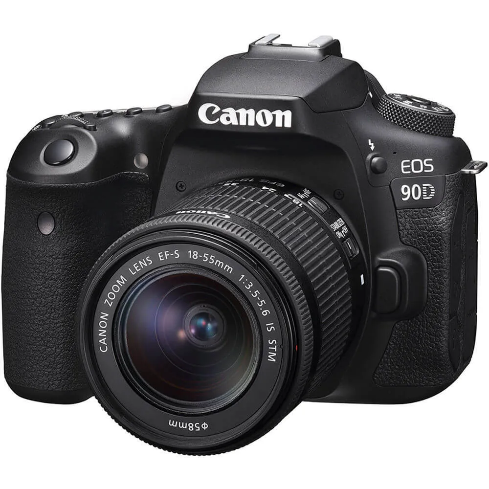 Câmera DSLR Canon EOS 90D com Lente 18-55mm f/3.5-5.6 IS STM
