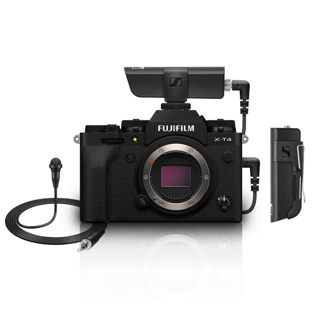 Kit Câmera FujiFilm X-T4 Mirrorless 4K (Corpo Preto) + Microfone Lapela Sennheiser XSW-D Wireless com Receptor