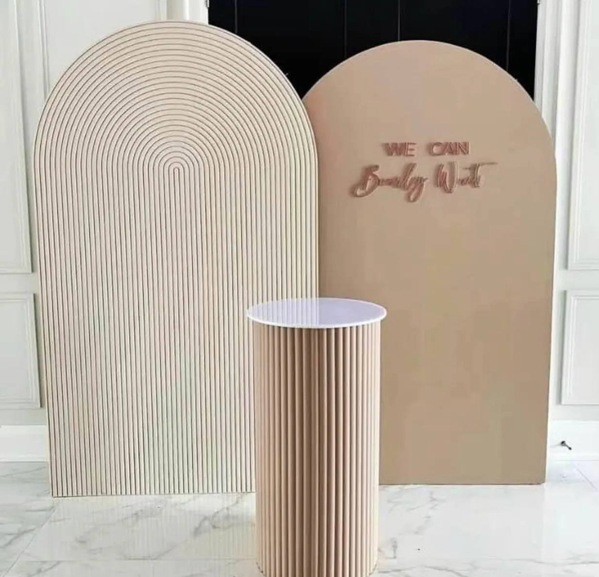 Ripple Beige and Plain Beige Arch Backdrop (Delivery Item)