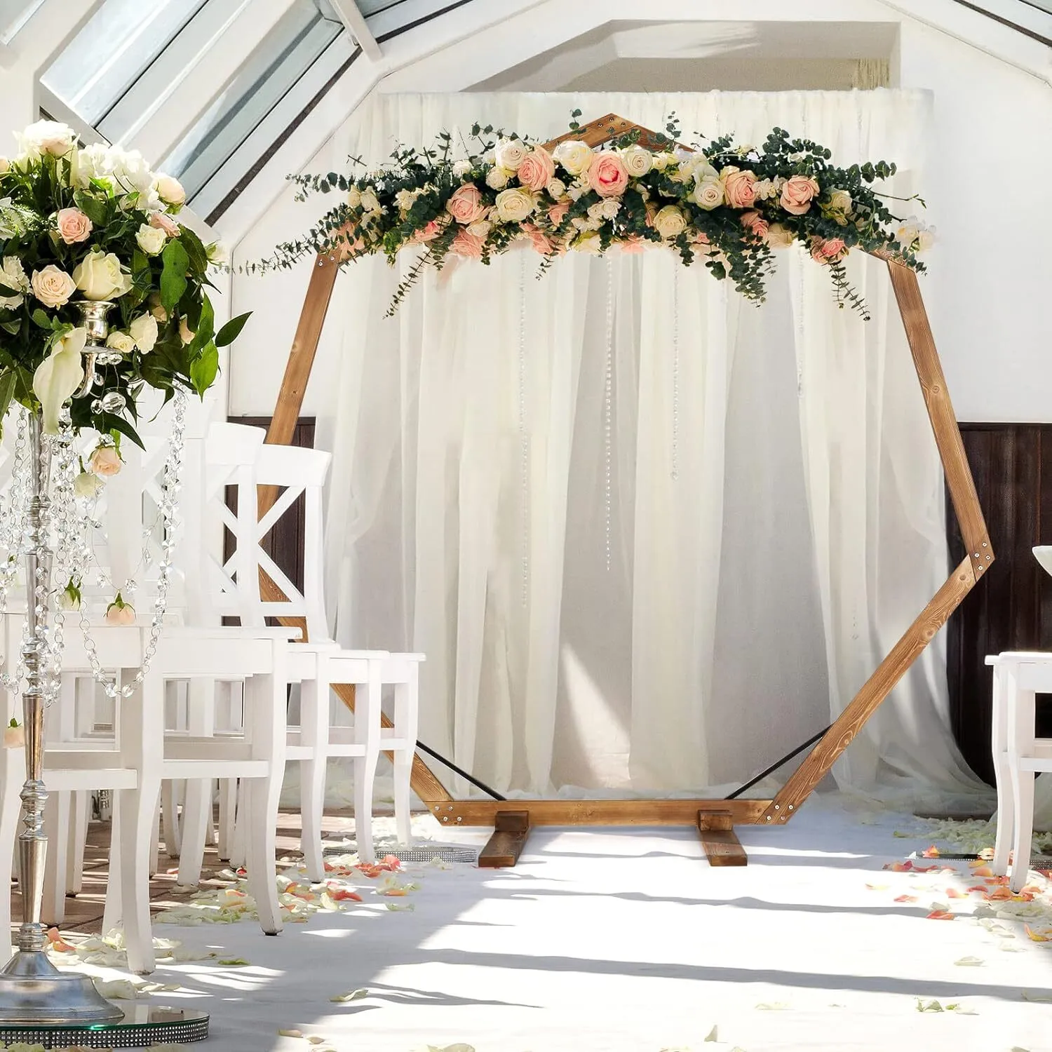 Heptagon Wood Wedding Arch