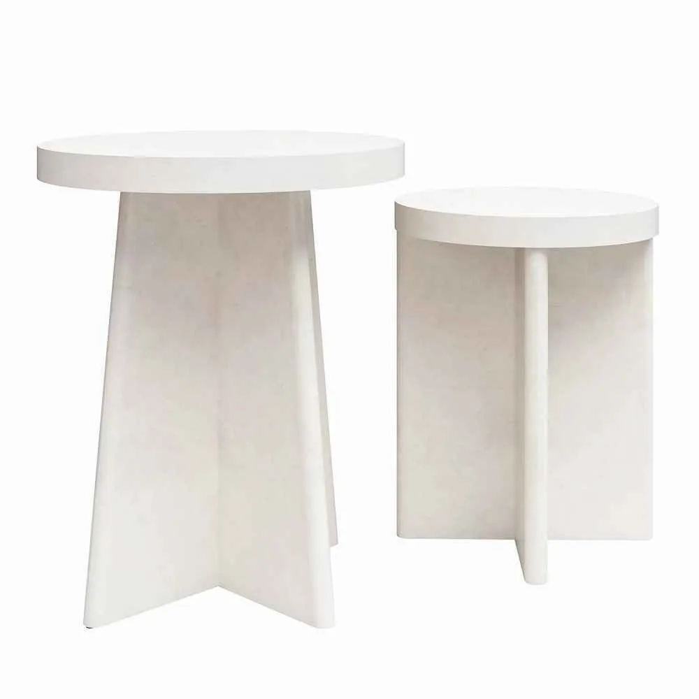 White plaster top coffee table