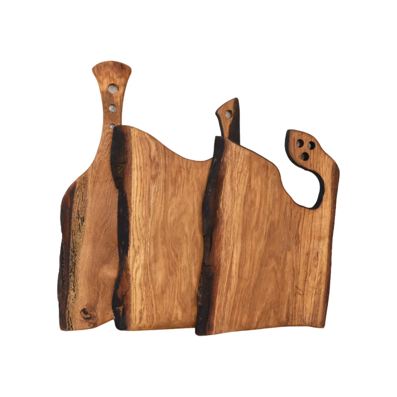 Planches en bois rustiques avec de l'écorce 3 pcs