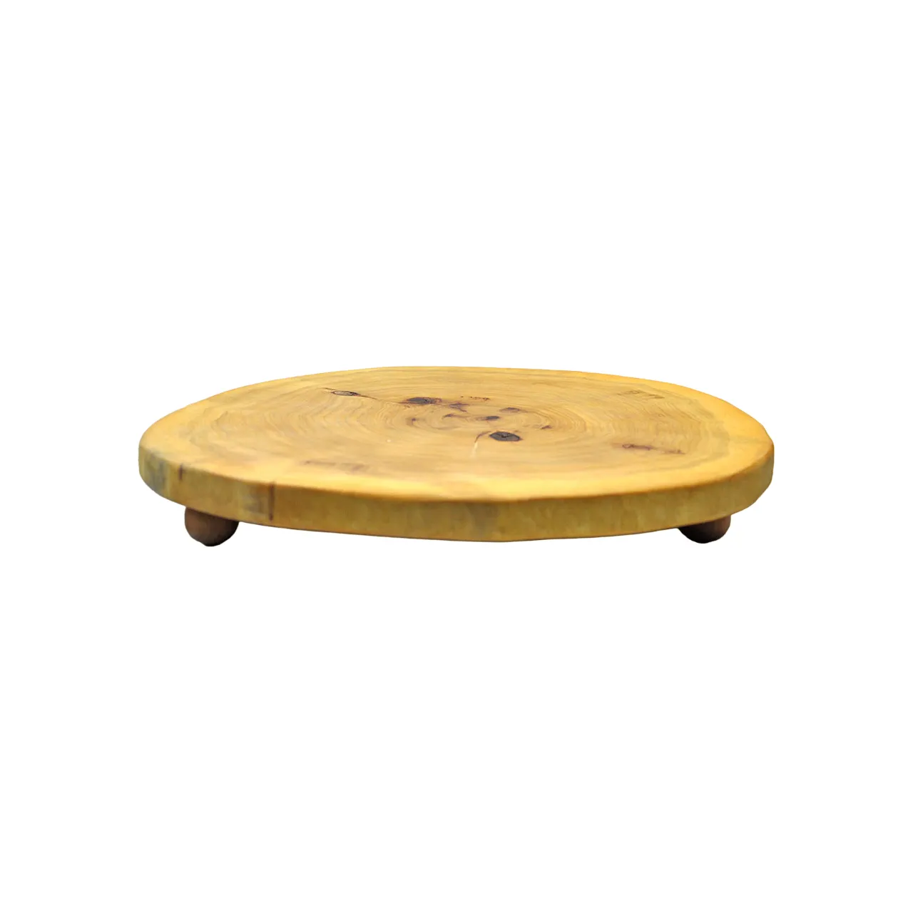 Plateau de service en bois sur pieds ronds 40cm