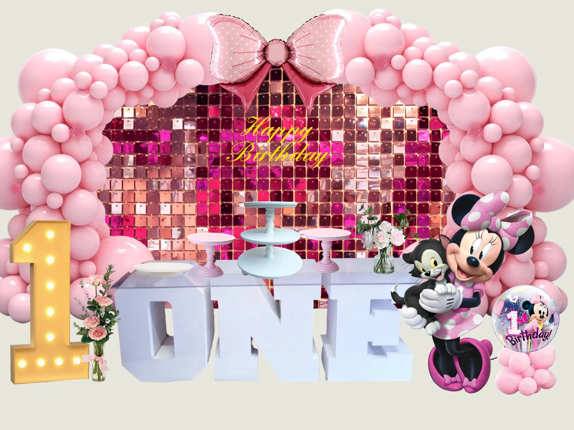 Déco de 1er anniversaire Minnie Mouse