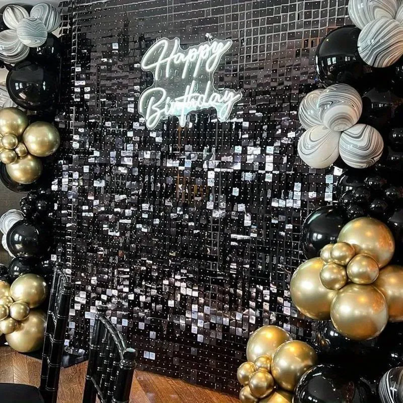 Toile de Fond de Paillettes Scintillantes Noire