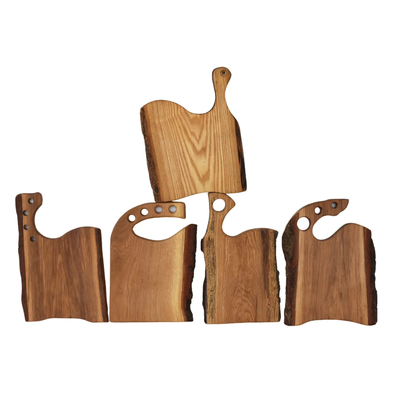 Planches de service en bois rustique avec de l'écorce 5pcs