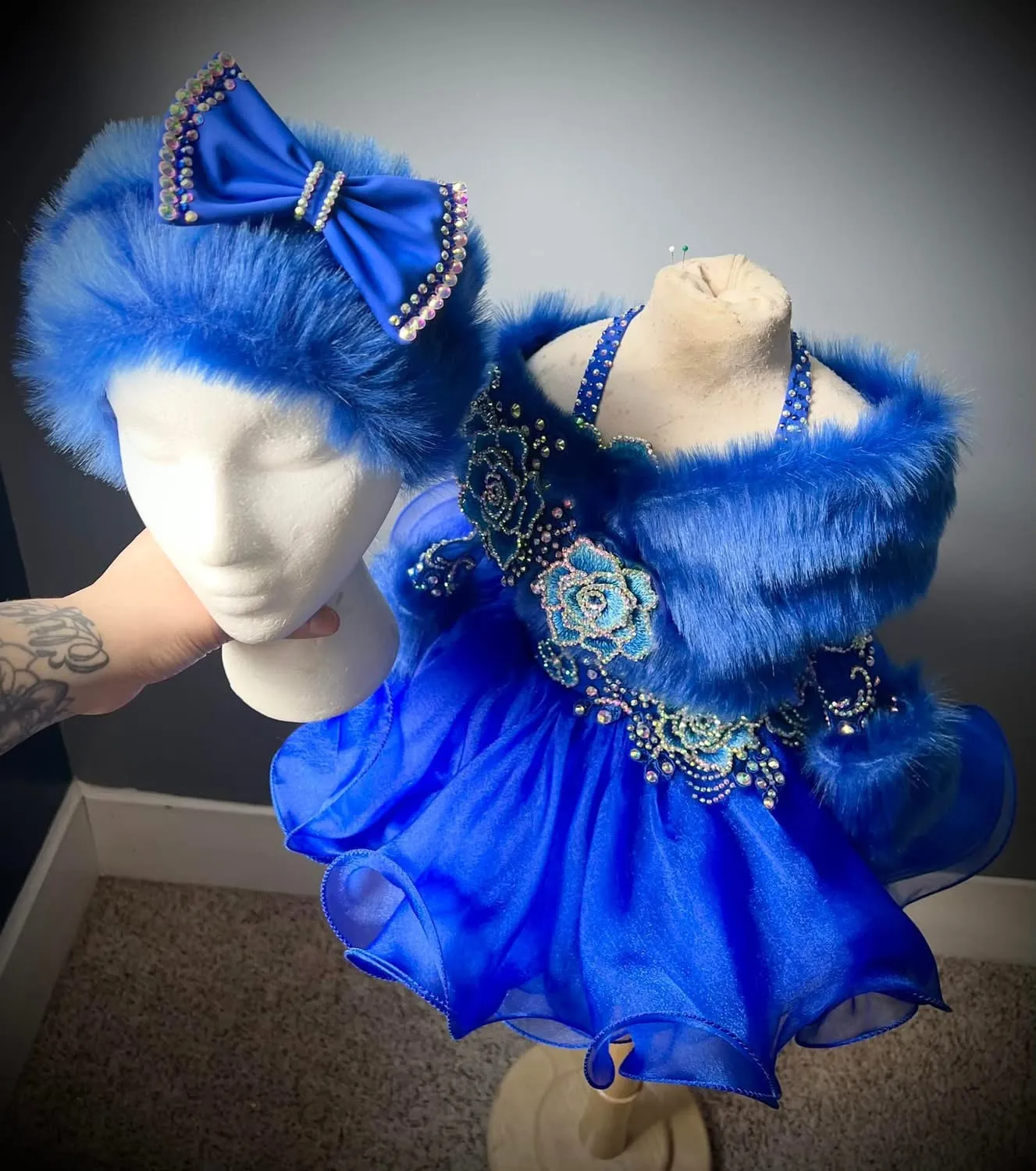 AM- Boo Bear Royal blue Glitz dress 12/2- 18/3 