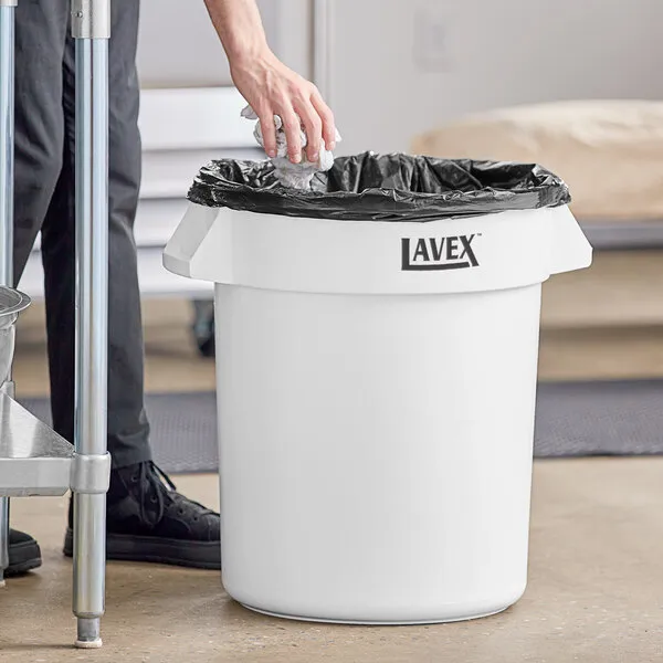 44 Gallon White/Grey Round Commercial Trash Can