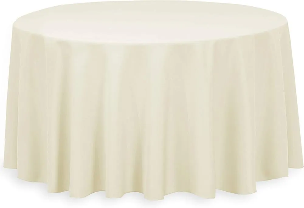 132 Round Poly Tablecloth Ivory