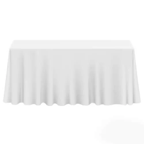 90" x 156" Poly Tablecloth - White