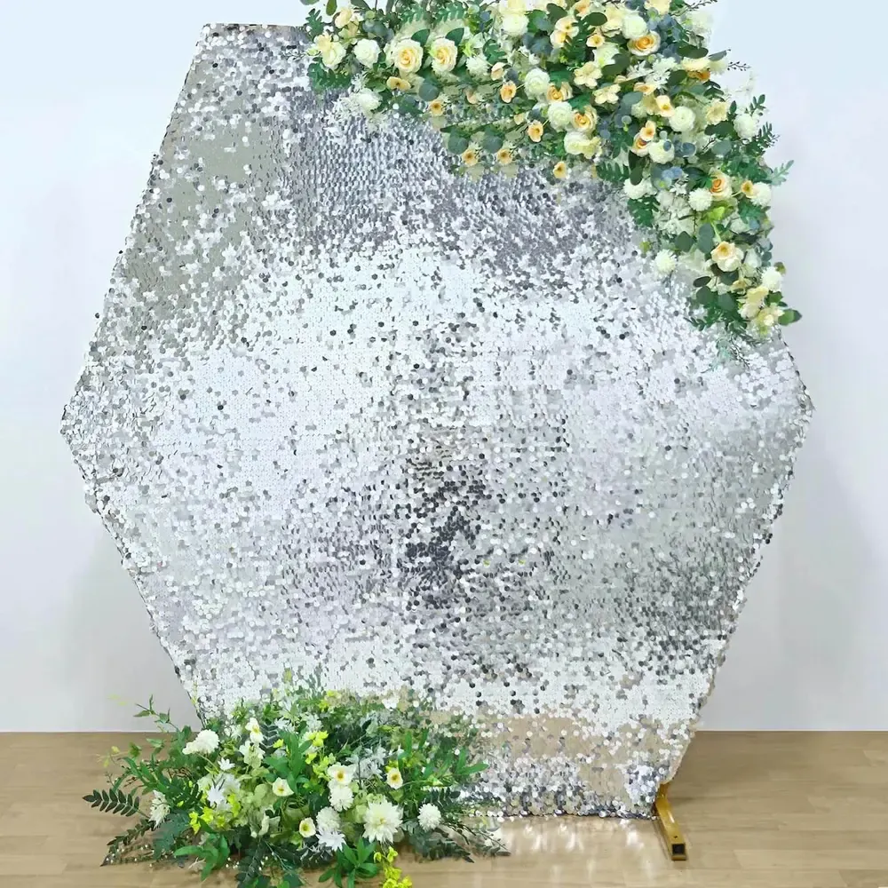 Hexagon Arch Cover - Silver Sequin