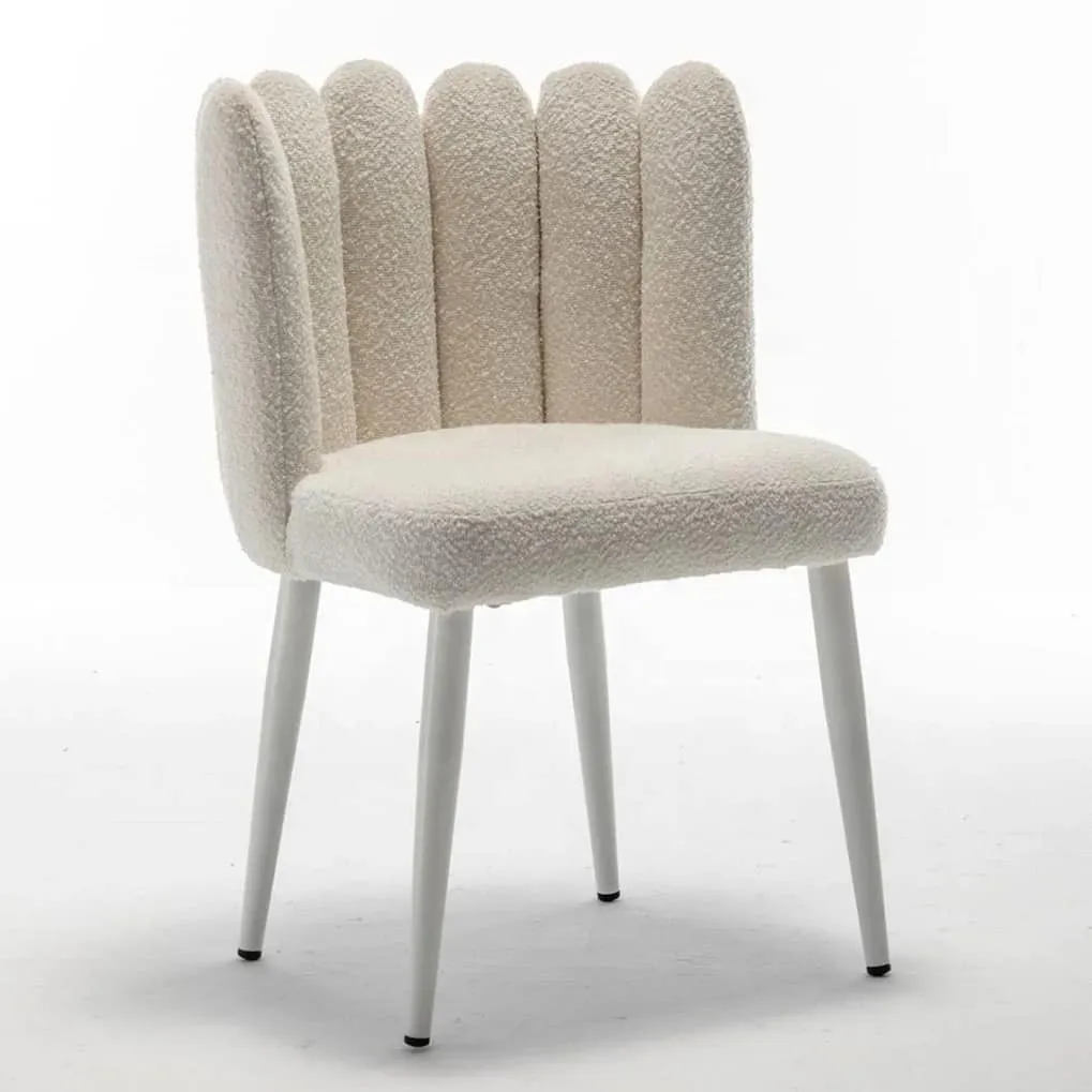 White Modern Scallop Back Chair