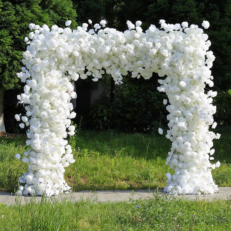 White Square Silk Flower Wall Arch