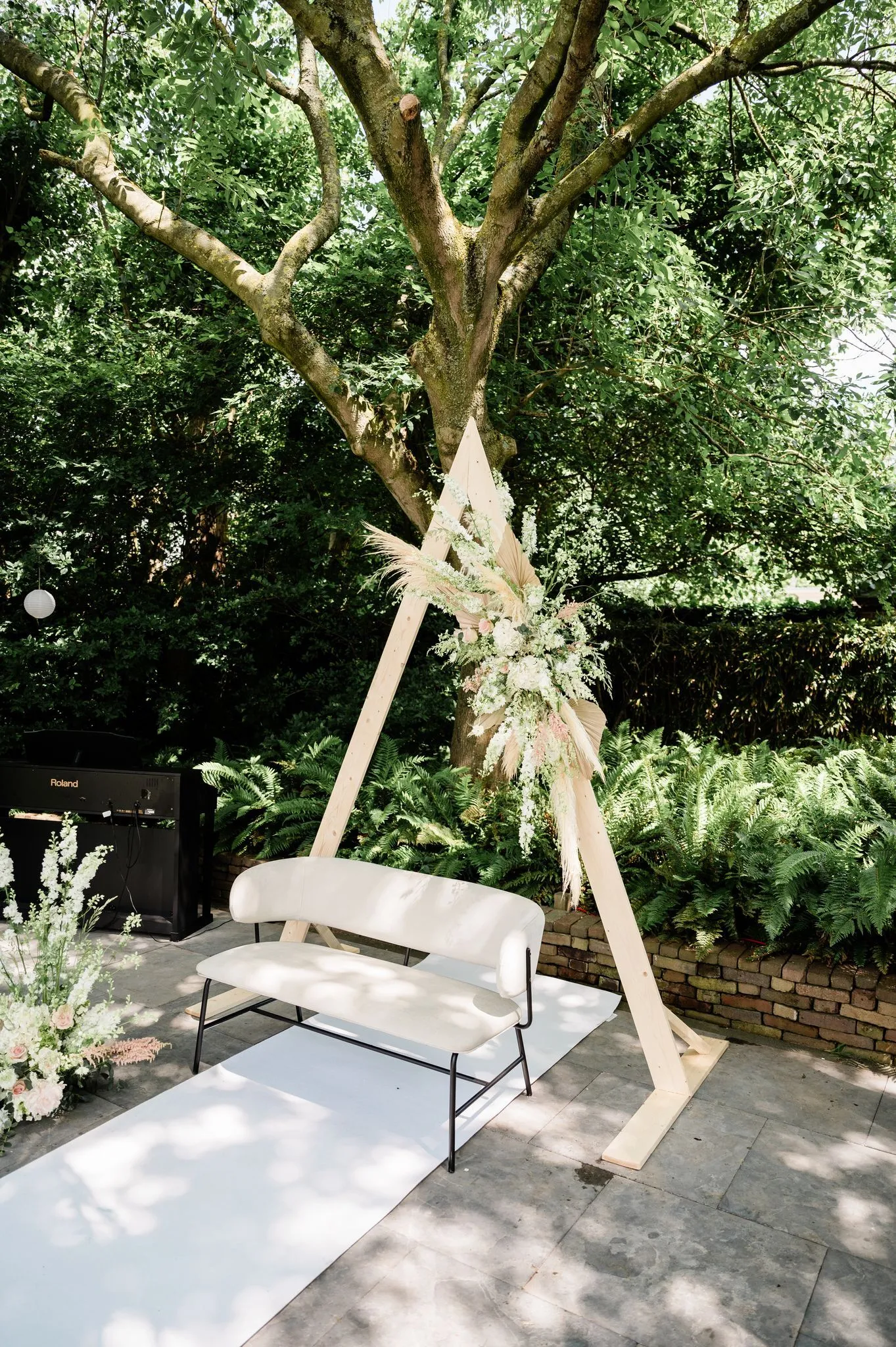 Bankje fluweel off white zwart