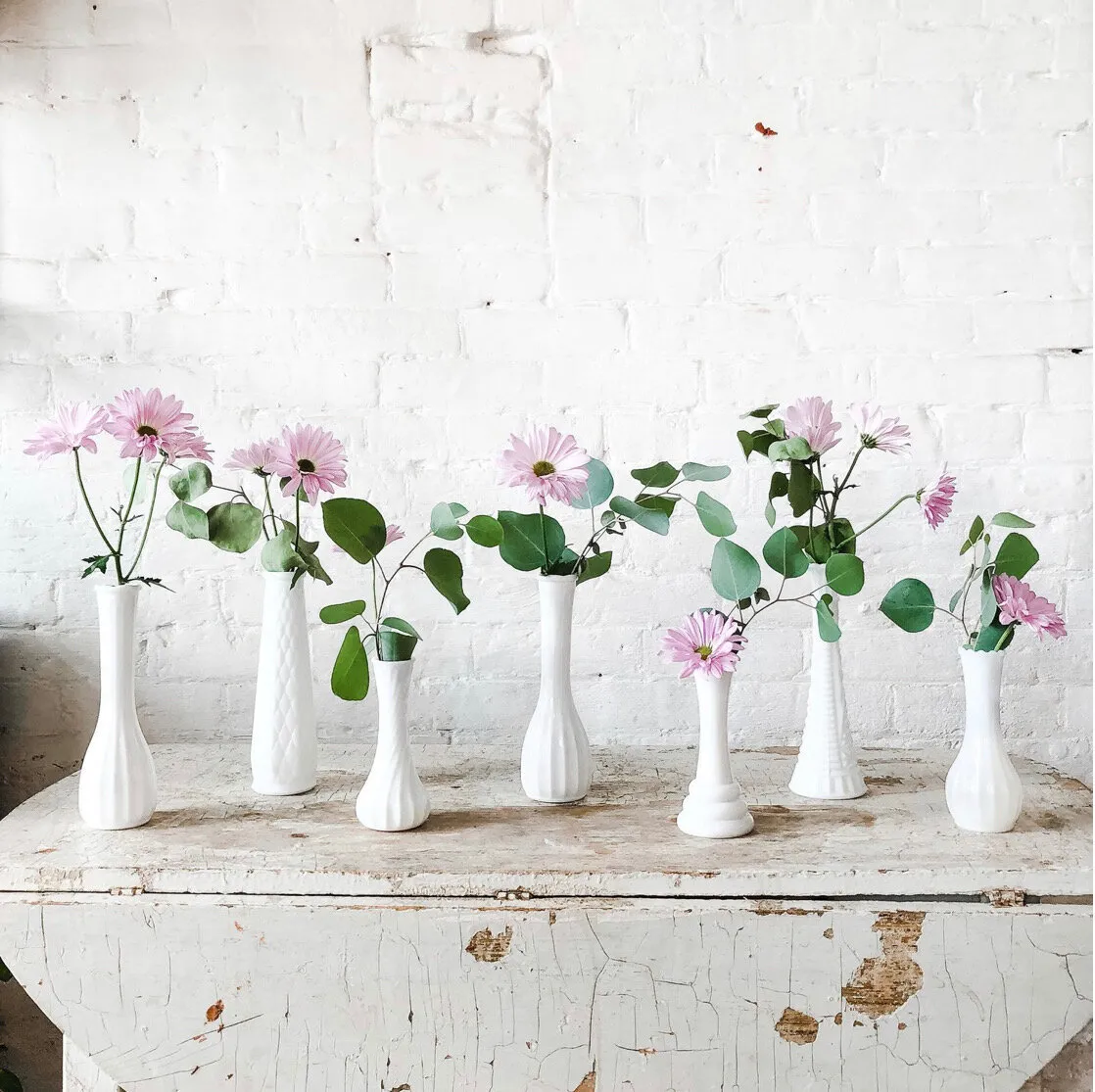 Assorted White Bud Vases